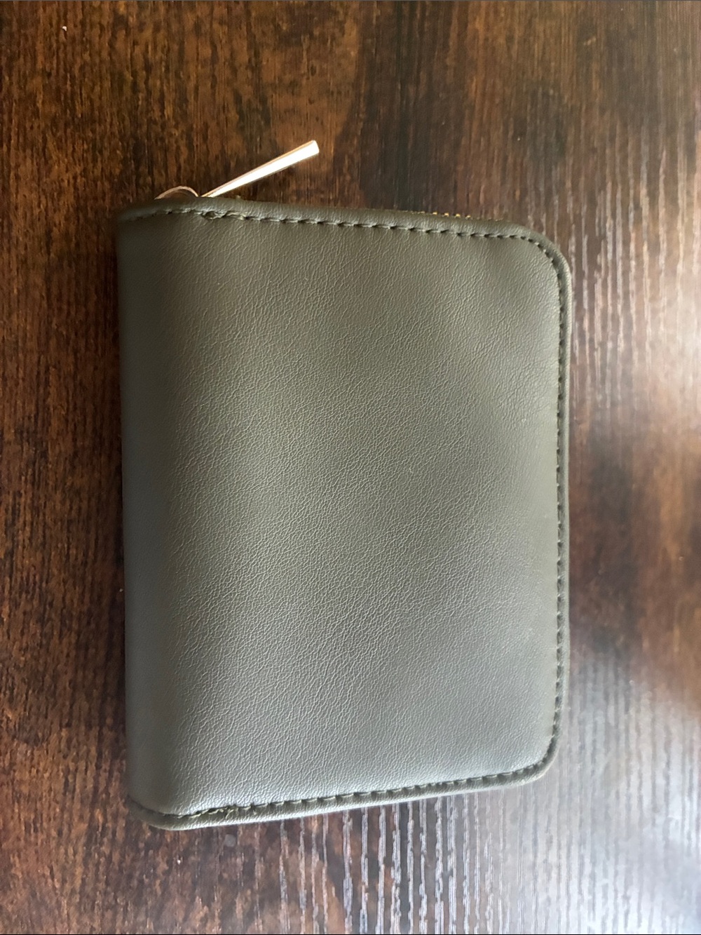 Men's Olive Green Zip Wallet - Minimal Leather Card Holder